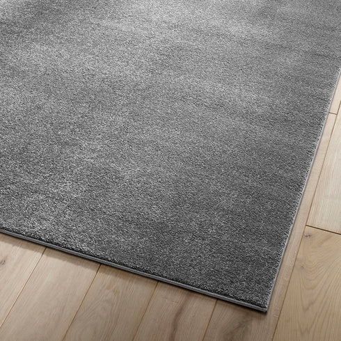 Kurzflor Teppich Designer | Flauschiger Flachflor fürs Wohnzimmer, Esszimmer, Schlafzimmer oder Kinderzimmer | Grau